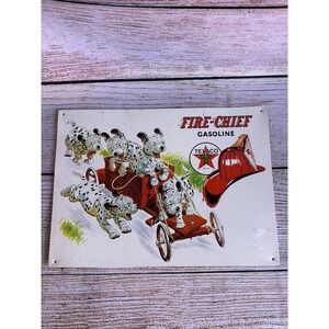 1999 Texaco Gasoline Fire Chief Dalmatian Puppy Wagon Sign